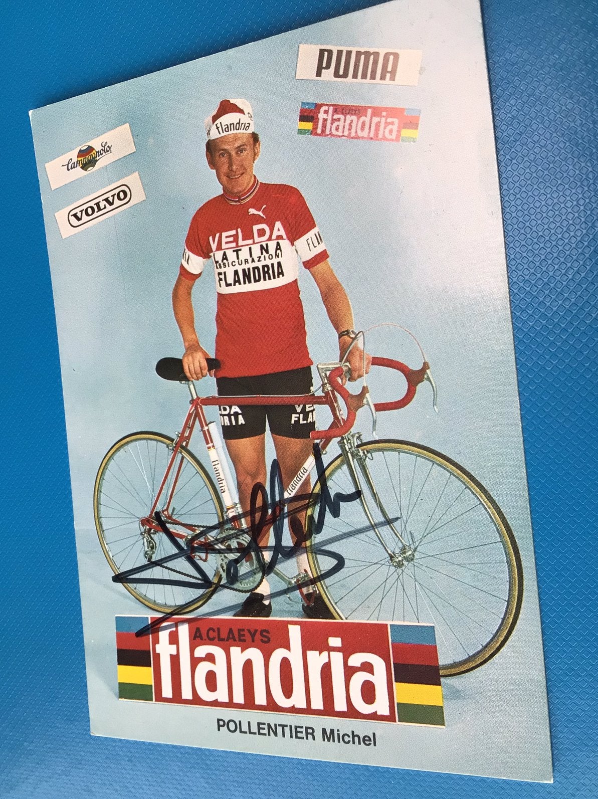 Wielerkaart team flandria michel pollentier signe, Ophalen of Verzenden