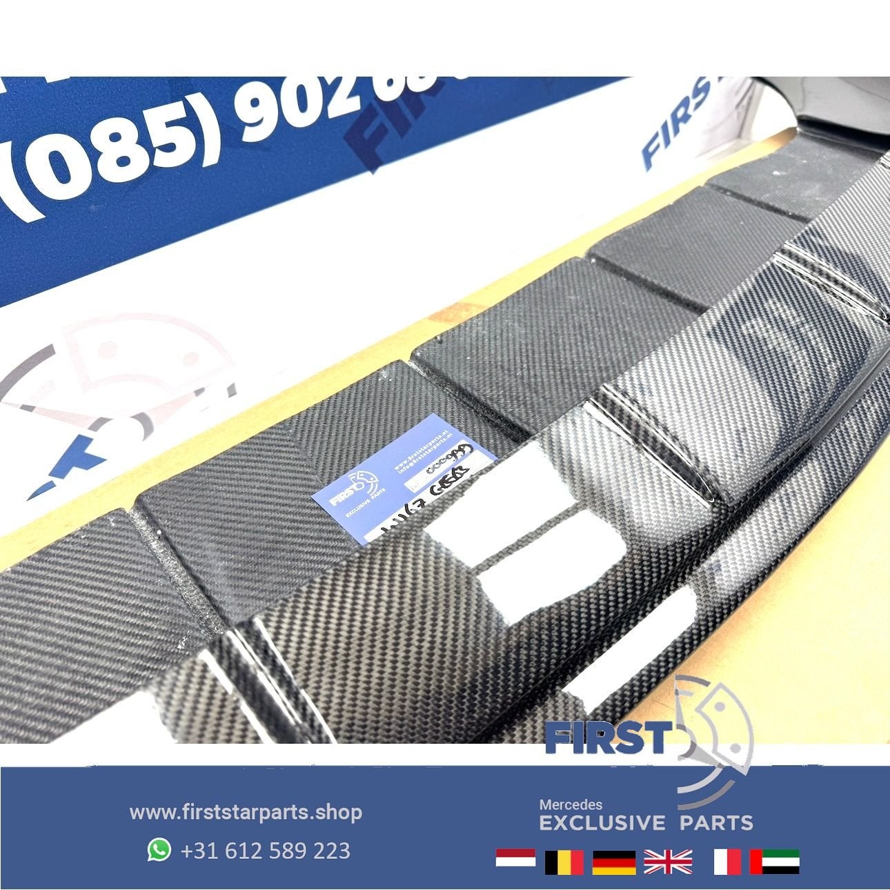 W167 GLE63 AMG CARBON FRONT BUMPER SPOILER GLE63 AMG V167 C1, Auto-onderdelen, Gebruikt, Voor, Ophalen of Verzenden, -