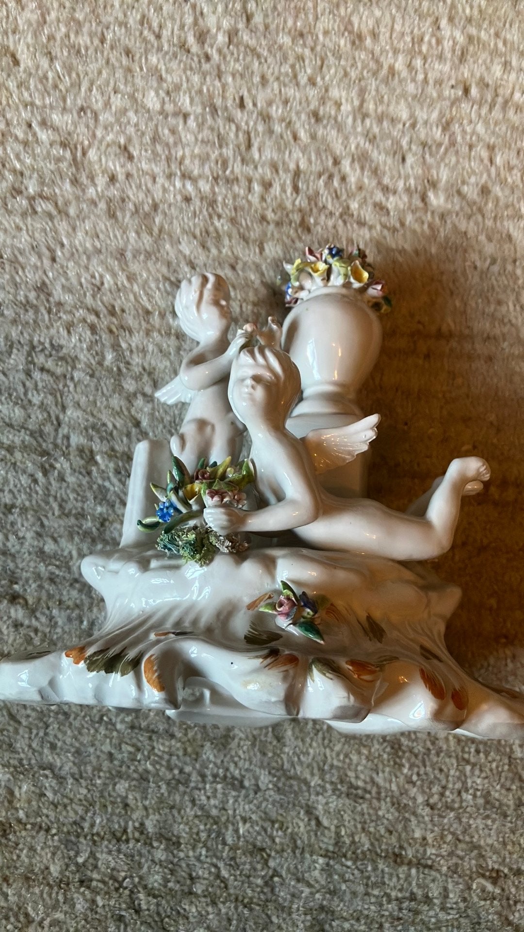 Vintage Italiaanse Porseleinen Kandelaar - Bassano (Putti, Antiquités & Art, Enlèvement ou Envoi