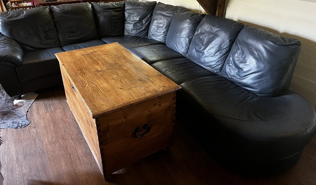 Hoekzetel in zacht leder, Ophalen, Zo goed als nieuw, Leer