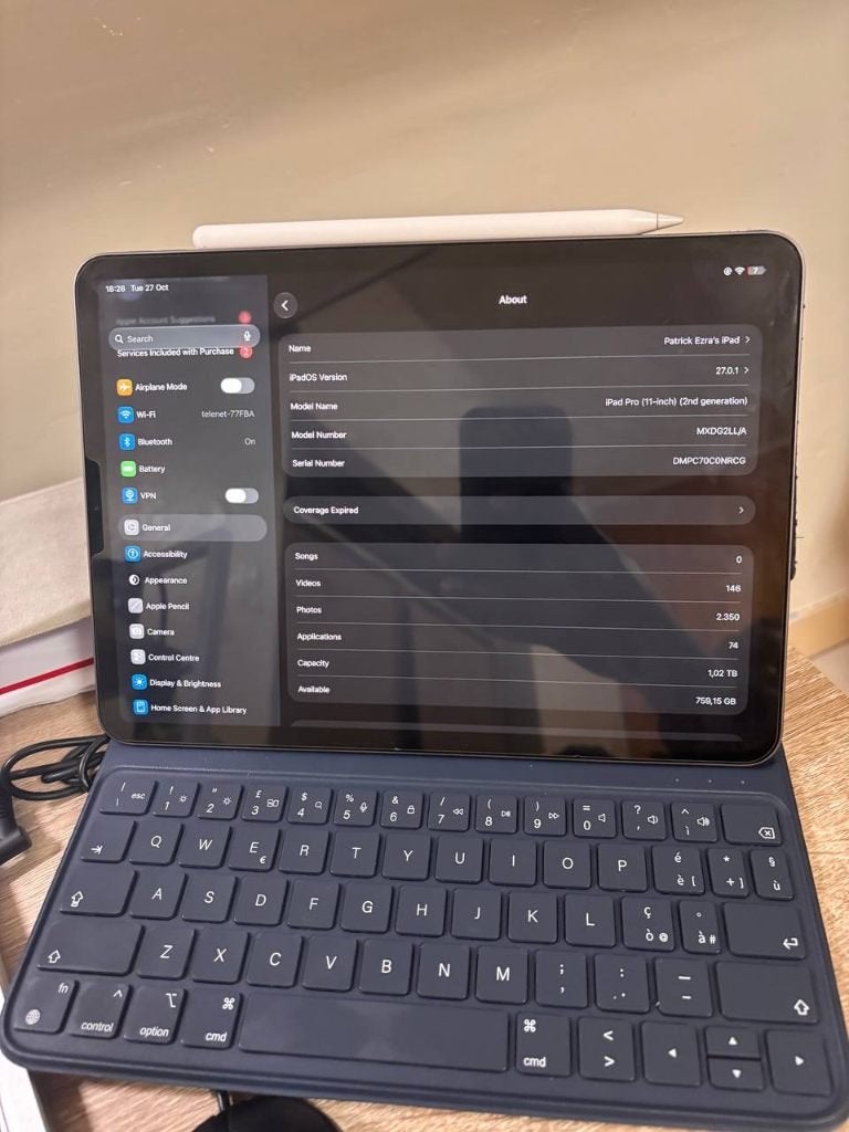 Apple iPad Pro 11-inch (2020) – 1TB – Excellent condition, Computers en Software, 11 inch, Ophalen of Verzenden, Zo goed als nieuw
