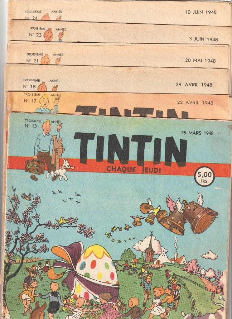 TINTIN LOT Hebdomadaires de l'année 1948 - voir détail, Livres, Plusieurs BD, Enlèvement ou Envoi, Utilisé, Divers auteurs