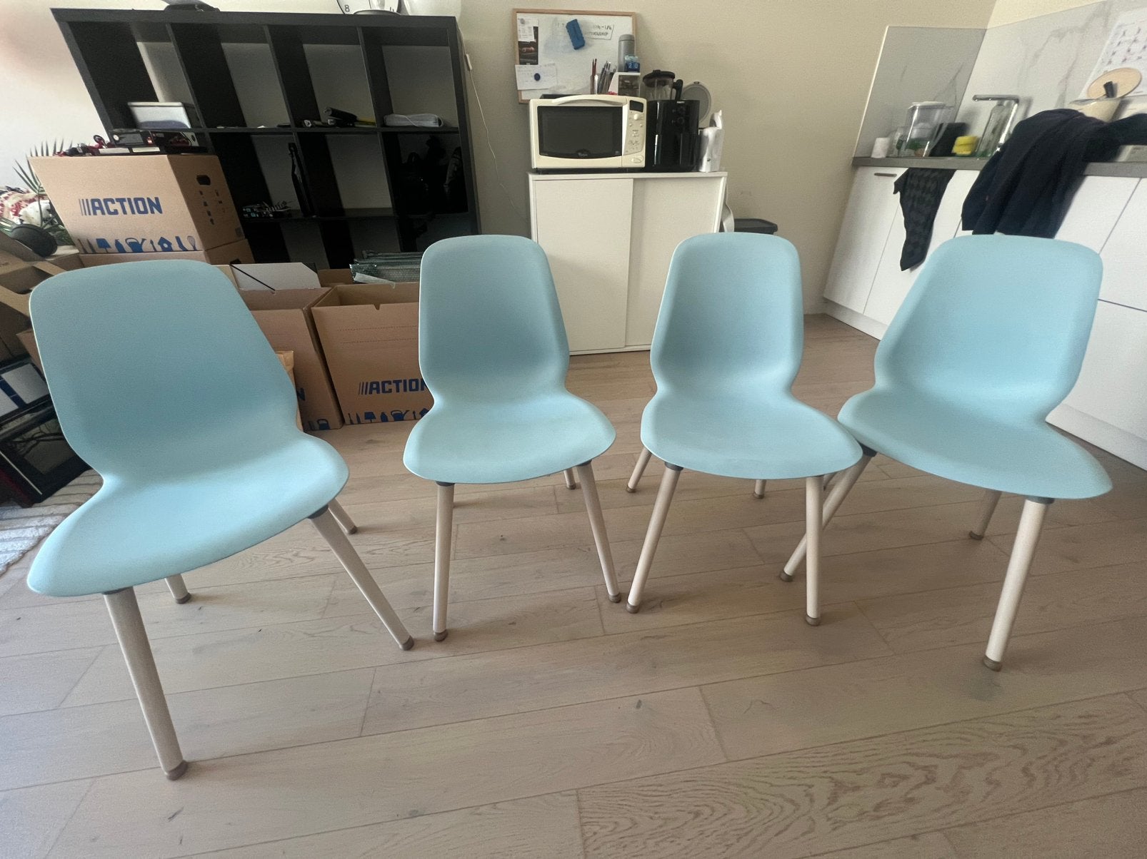 4 IKEA stoelen, Huis en Inrichting, Stoelen, Ophalen, Gebruikt, Blauw, Vier