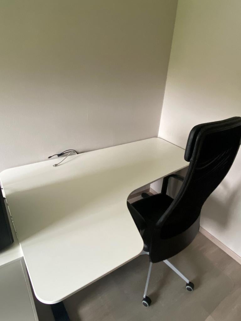 Bureau d'angle professionnel + chaise, Ophalen, 160 cm, Hoekbureau, In hoogte verstelbaar