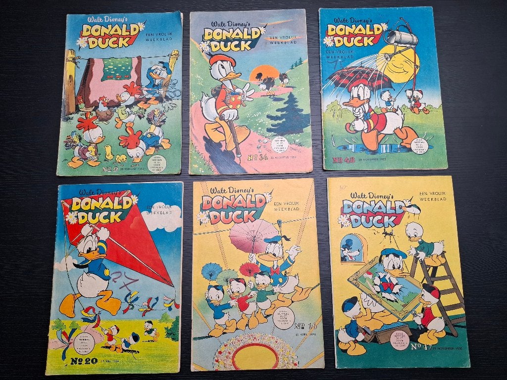 Walt Disney's Donald Duck weekblad zes nummers 1953 1955, Ophalen of Verzenden