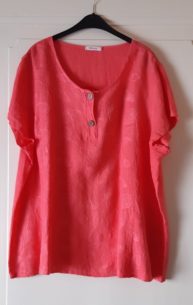 dames blouse rood maat 6 (54) Paprika (grote maten), Kleding | Dames, Ophalen, Maat 46/48 (XL) of groter, Zo goed als nieuw, Paprika