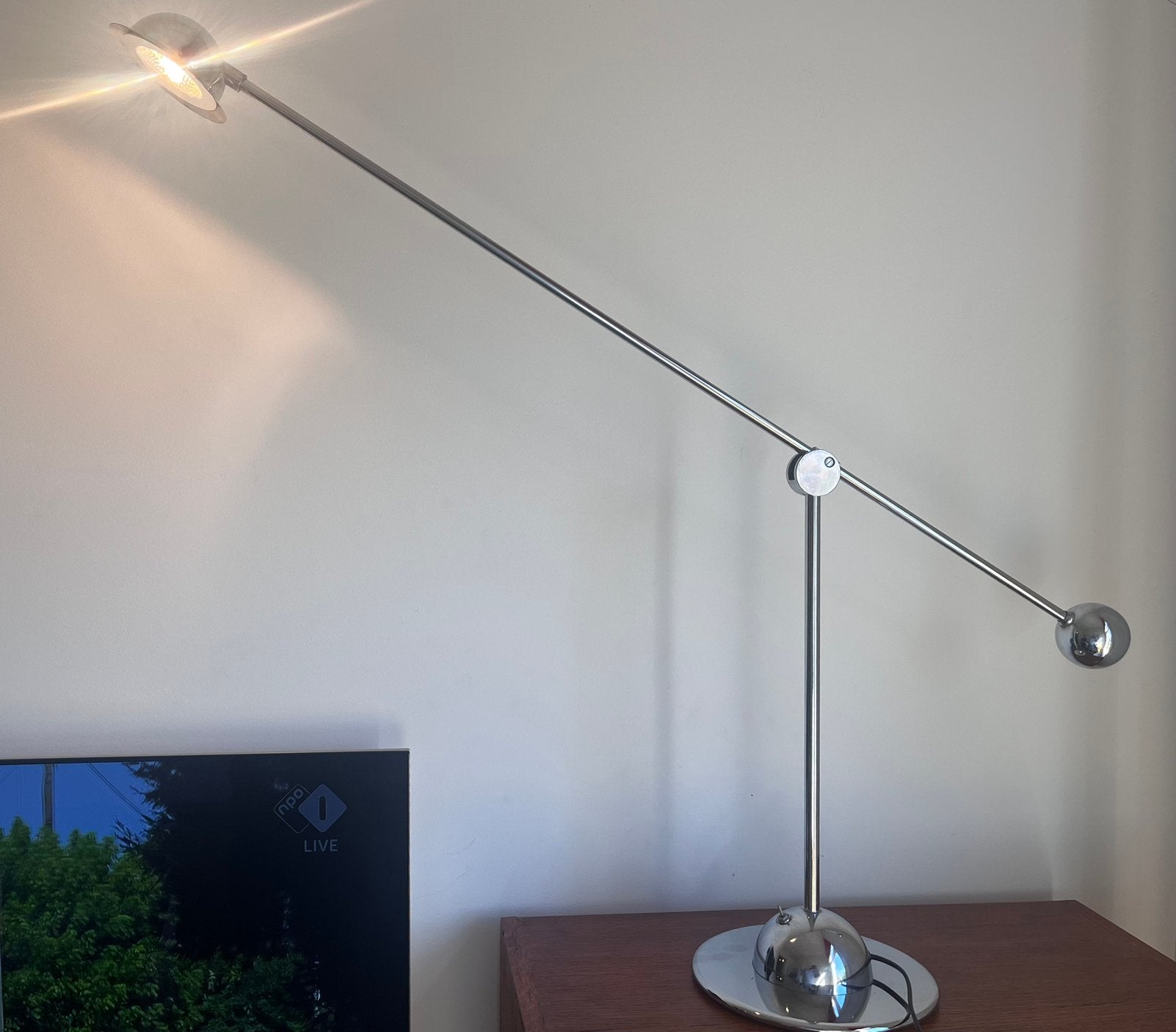 Space age tafellamp met contragewicht van Optelma, Huis en Inrichting, Lampen | Vloerlampen, Gebruikt, Verzenden, Minder dan 100 cm