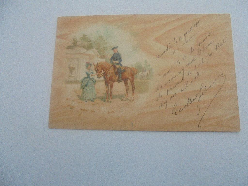 fantasiekaart  met paard, Verzamelen, Postkaarten | Dieren, Verzenden, Voor 1920, Gelopen, Paard