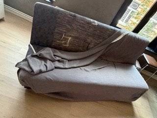 grijze slaapzetel 190 cm — wordt een bed, Enlèvement, Utilisé