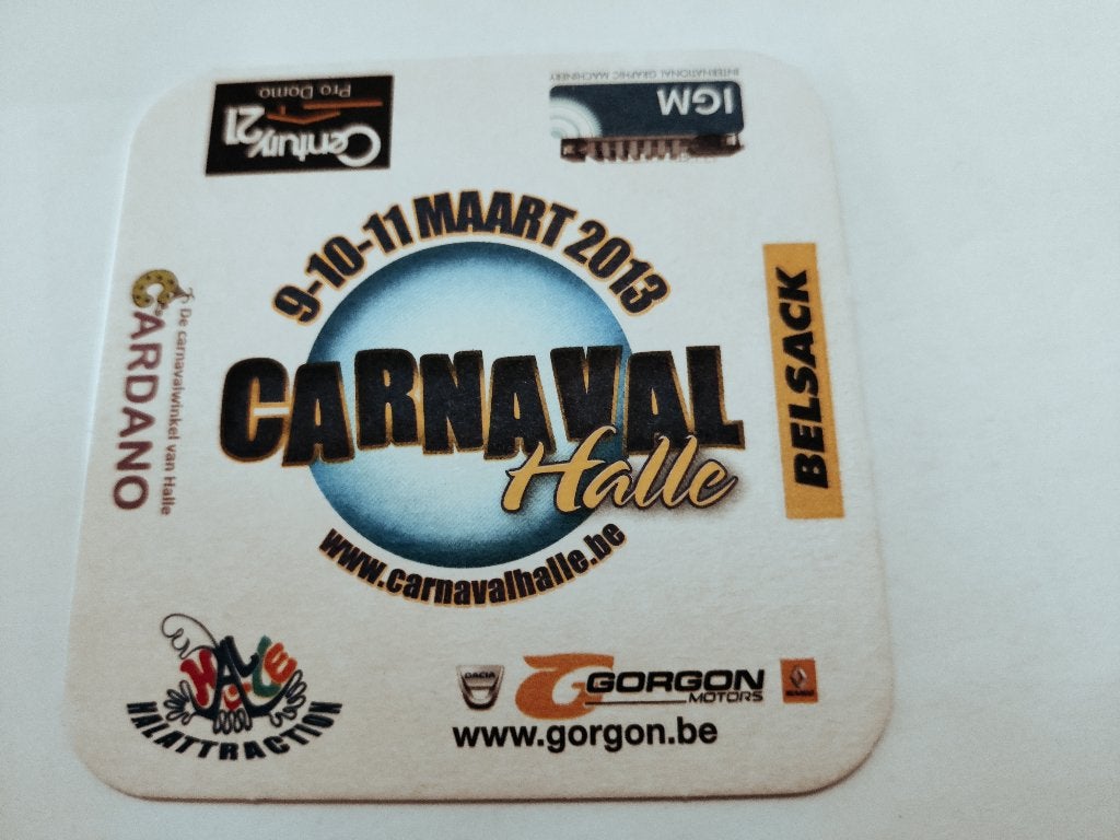 Bierviltje Carnaval Halle 2013 R/V, Ophalen of Verzenden, Zo goed als nieuw, Viltje(s), Overige merken