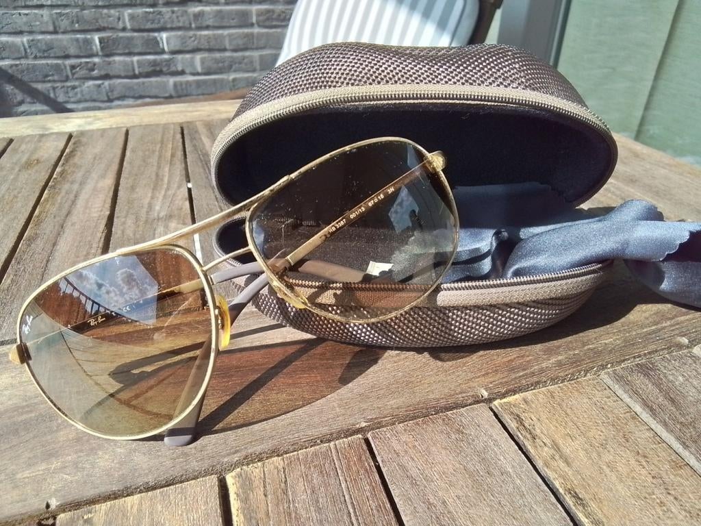 AUTHENTIEKE VINTAGE RAY BAN AVIATOR ZONNEBRIL, Enlèvement, Brun, Lunettes de soleil, Ray-Ban