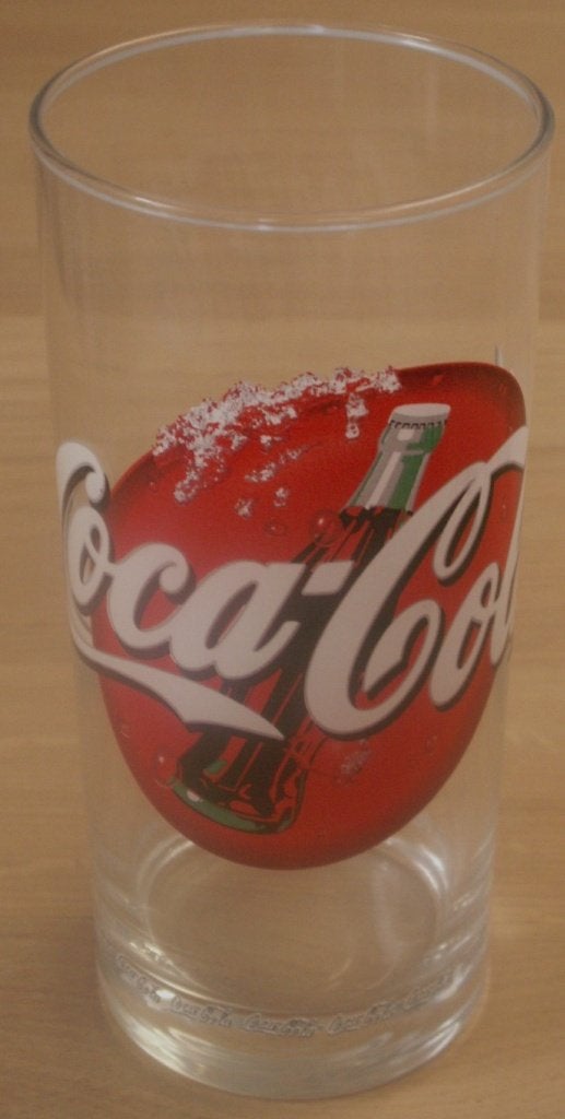 Coca Cola glas sneeuw op logo onderrand dansend Coca Cola, Ophalen of Verzenden, Nieuw
