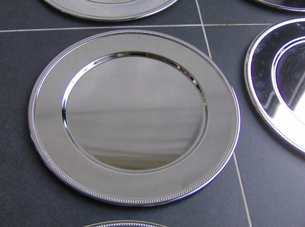 6 x Rvs onderborden met decorrand - diameter - 30 cm, Ophalen