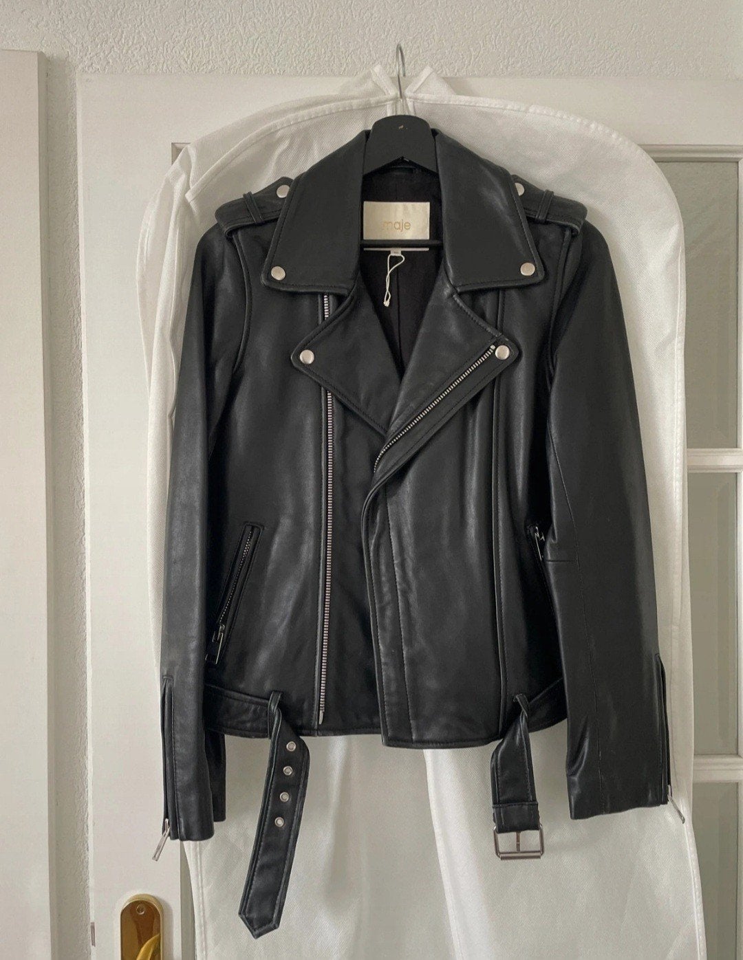 Veste en véritable cuir Maje, Neuf, Enlèvement ou Envoi, Taille 36 (S), Maje