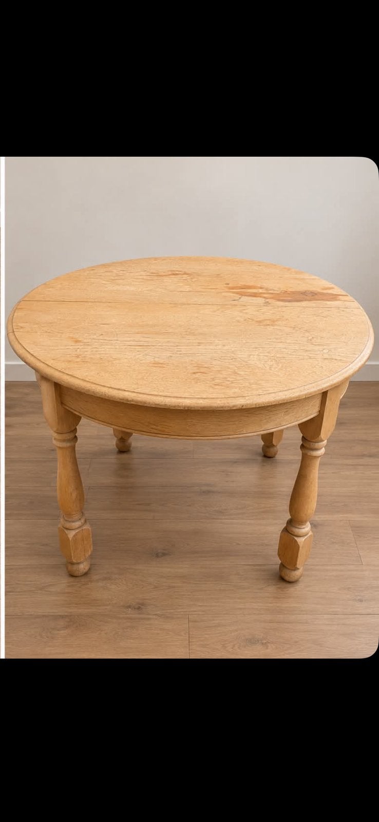 Table en chêne 120 cm de diamètre + 2 rallonges, 100 à 150 cm, Rond, 100 à 150 cm, Enlèvement