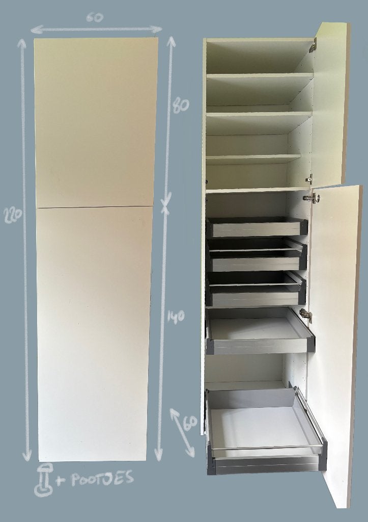 Keukenkast wit metod ikea 220x60x60, Maison & Meubles, Enlèvement, Utilisé, Blanc, 50 à 75 cm