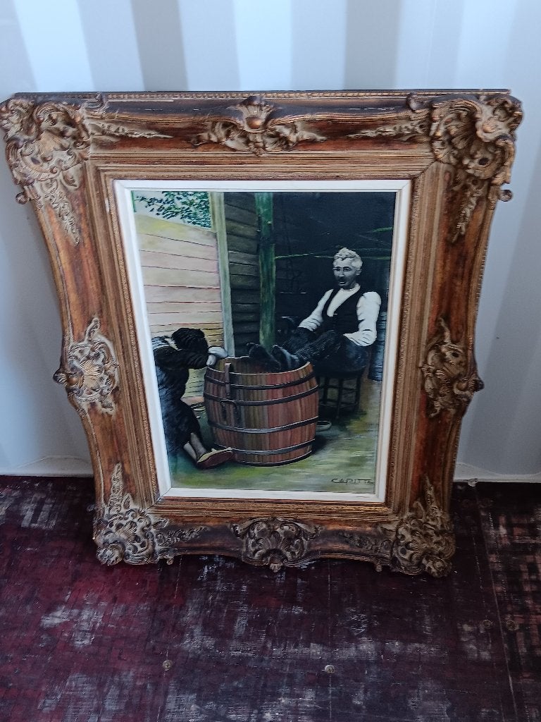 Belle peinture Folk art, Antiquités & Art, Art | Peinture | Moderne, Enlèvement, Bois, Signé