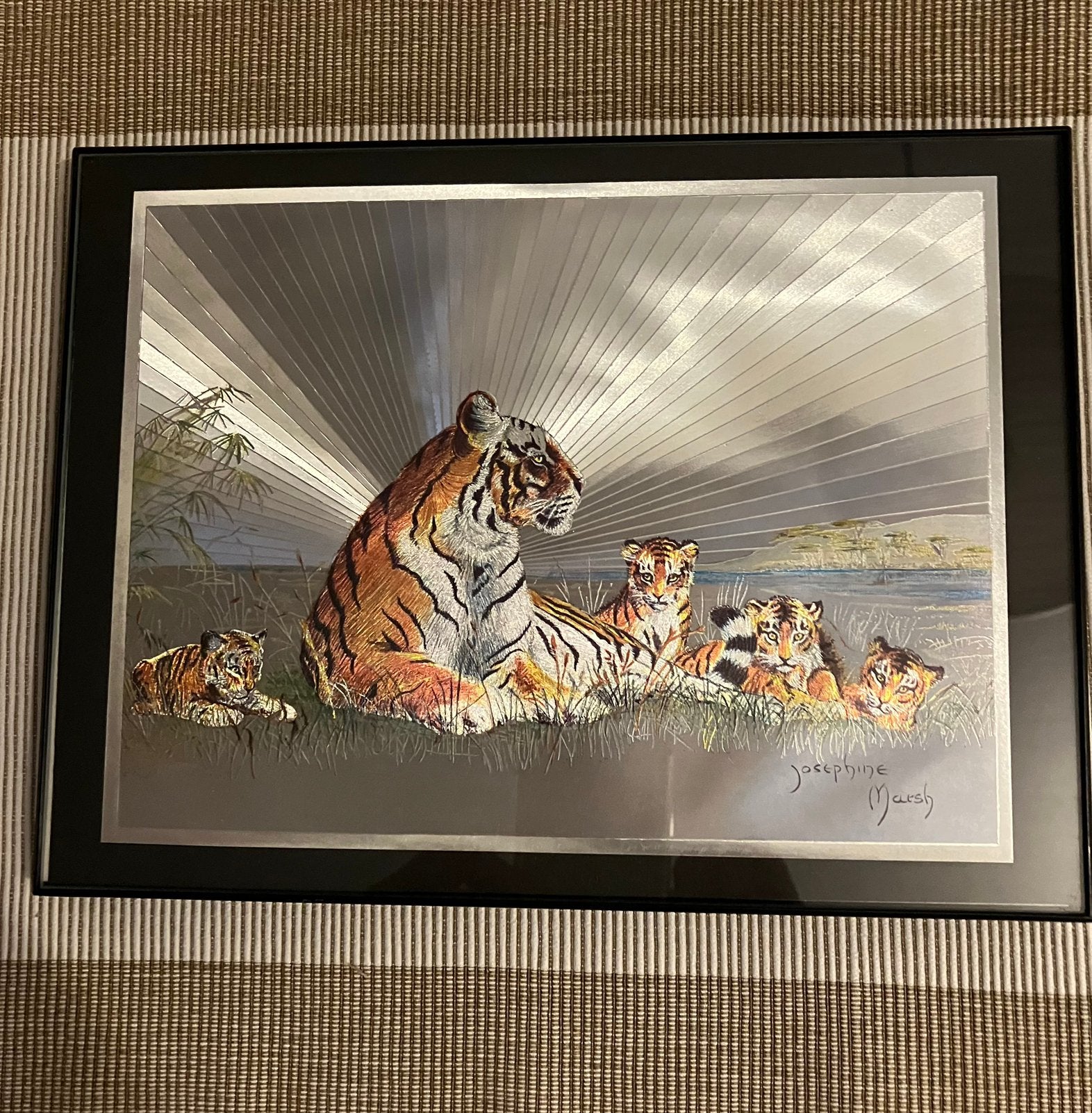 Safari tigres sauvages  - Joséphine Marsh - Dufex Art, Enlèvement ou Envoi, Comme neuf, Photo ou Poster, Création originale