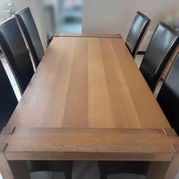 table en bois massif et 6 chaises, Enlèvement, Utilisé, Autres styles, Bois