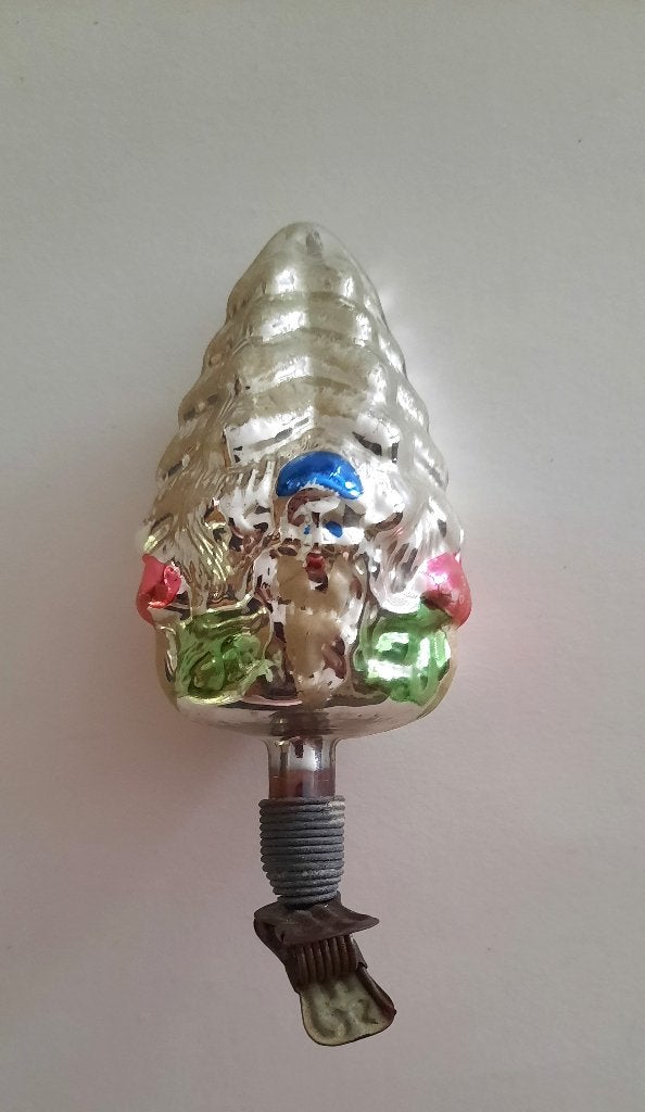 Antiek glazen kerstornament Kerstboom op knijper, Ophalen of Verzenden, Gebruikt