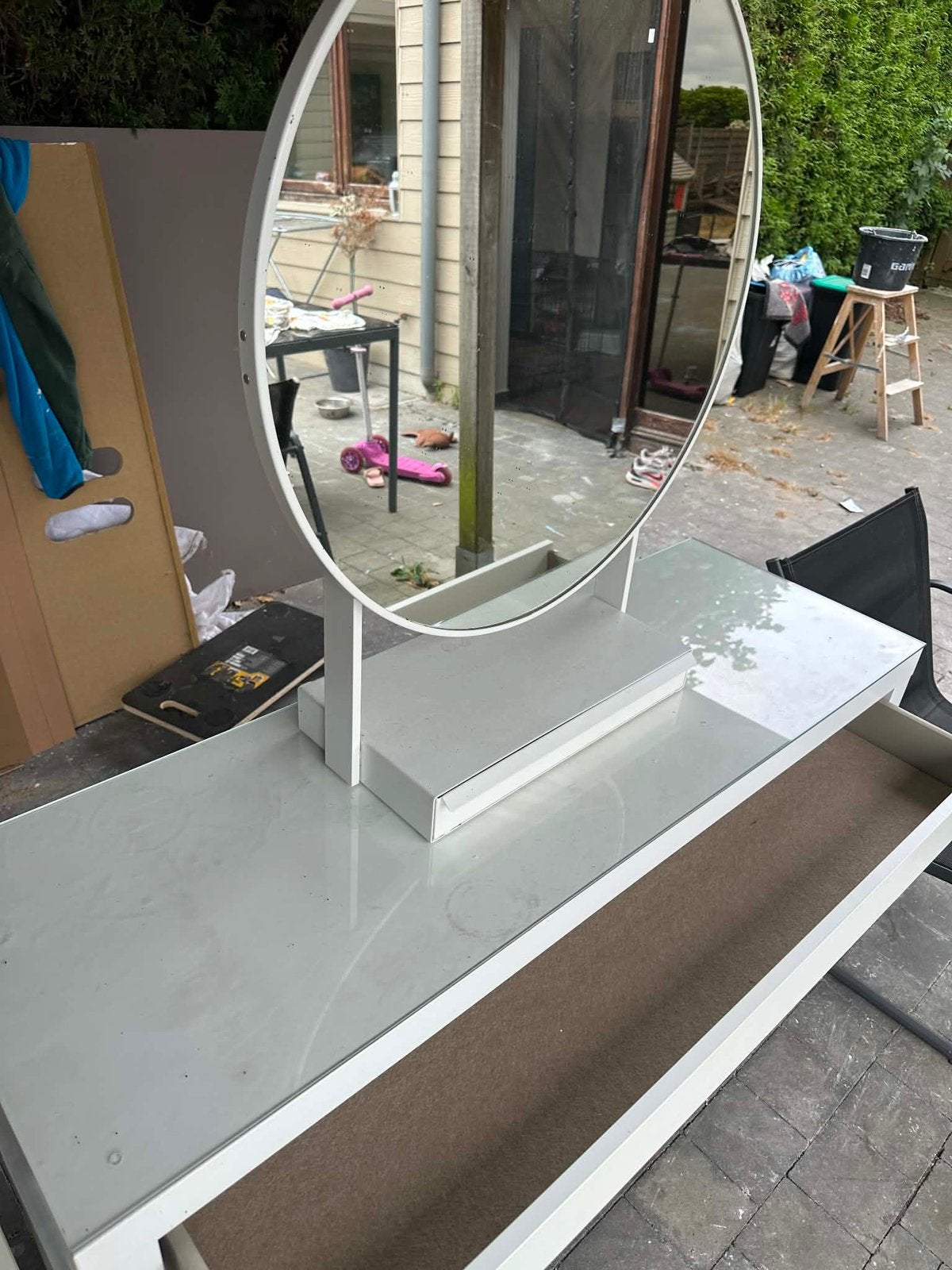 Malm make up tafel console met spiegel, Huis en Inrichting, Tafels | Kaptafels, Ophalen, Zo goed als nieuw
