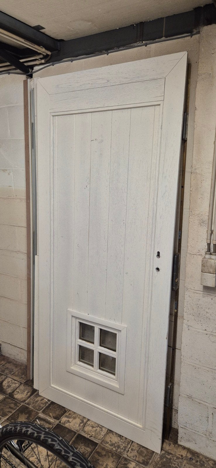 Porte blindé 90x220 - en bois massif, vernis marin., Bricolage & Construction, 75 à 150 cm, Enlèvement, Utilisé, Vitre comprise