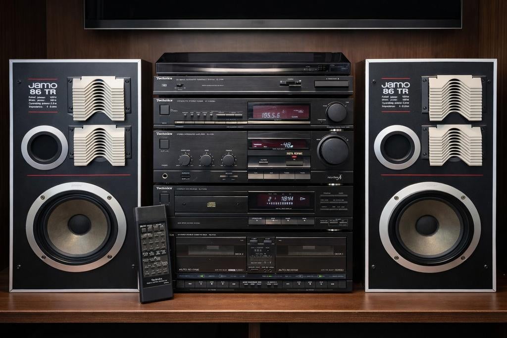 Technics set + afstandsbediening en Jamo luidsprekers 150W, Enlèvement