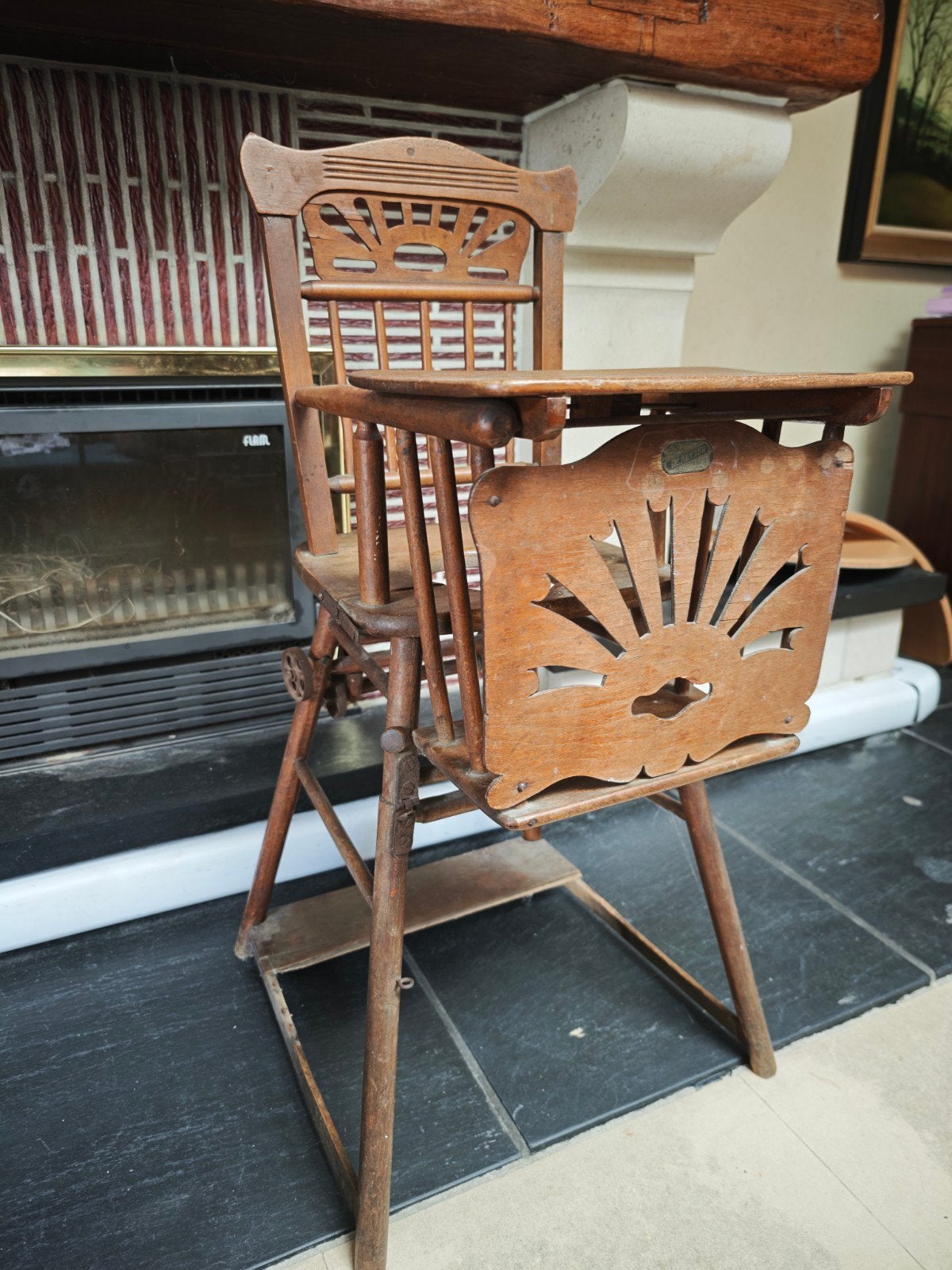 Chaise haute ancienne transformable  De Keyzer Bruges, Antiquités & Art, Enlèvement