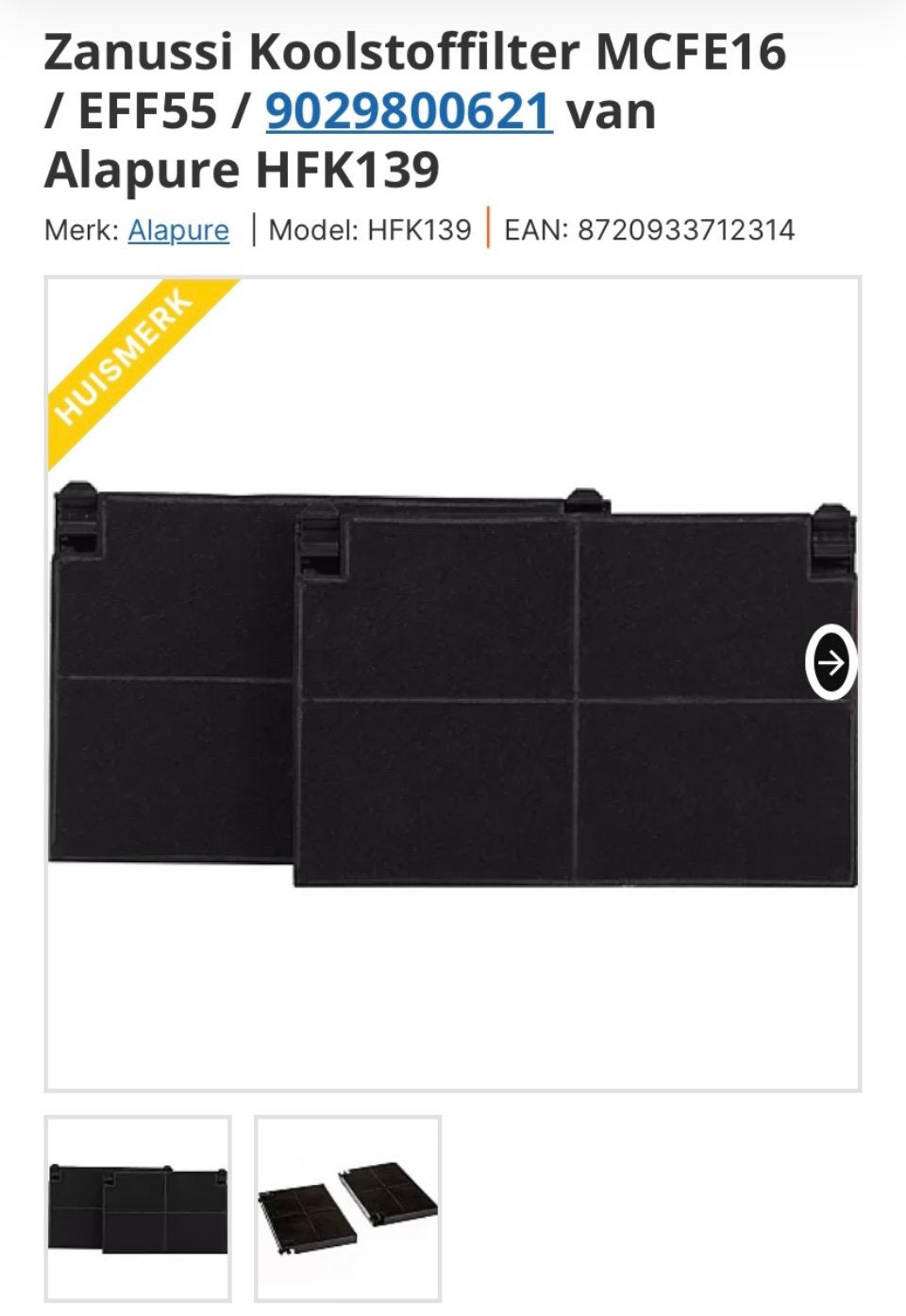 Dampkapfilter / koolstoffilter, Elektronische apparatuur, Ophalen, Nieuw