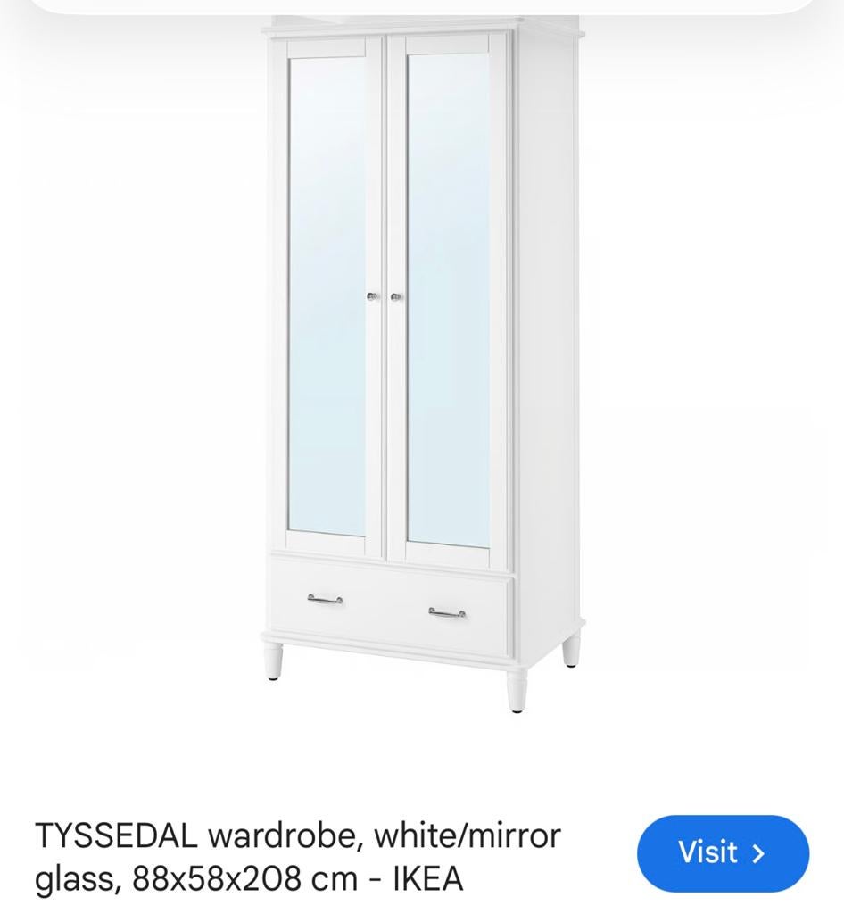 Armoire blanche IKEA TYSSEDAL avec miroir, Enlèvement, Comme neuf