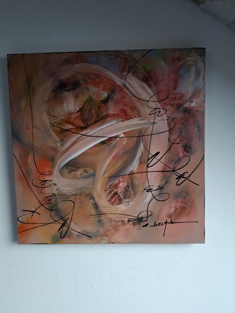 Groot Modern Abstract Schilderij op Canvas – Gesigneerd, Antiek en Kunst, Ophalen, Gesigneerd, Abstract