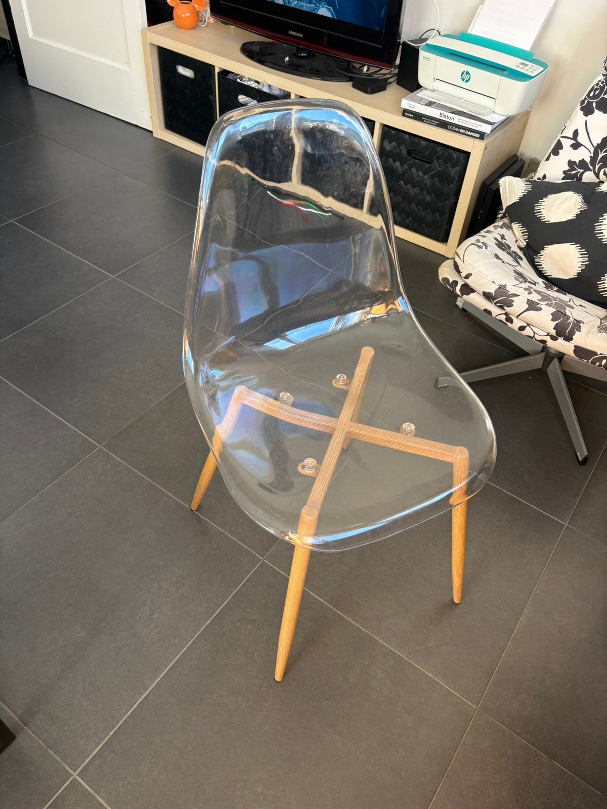 Chaises transparentes et bois, lot de 4, Maison & Meubles, Bois, Autres couleurs, Moderne et cosy, Enlèvement