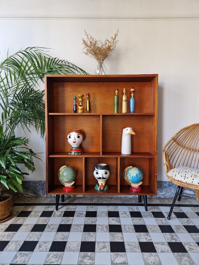 Vintage midcentury boekenkast | open kast | kast | retro, Moins de 25 cm, Vintage, 100 à 150 cm, Enlèvement