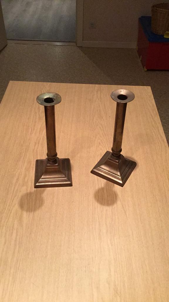 2 antieke kandelaars koper, Ophalen
