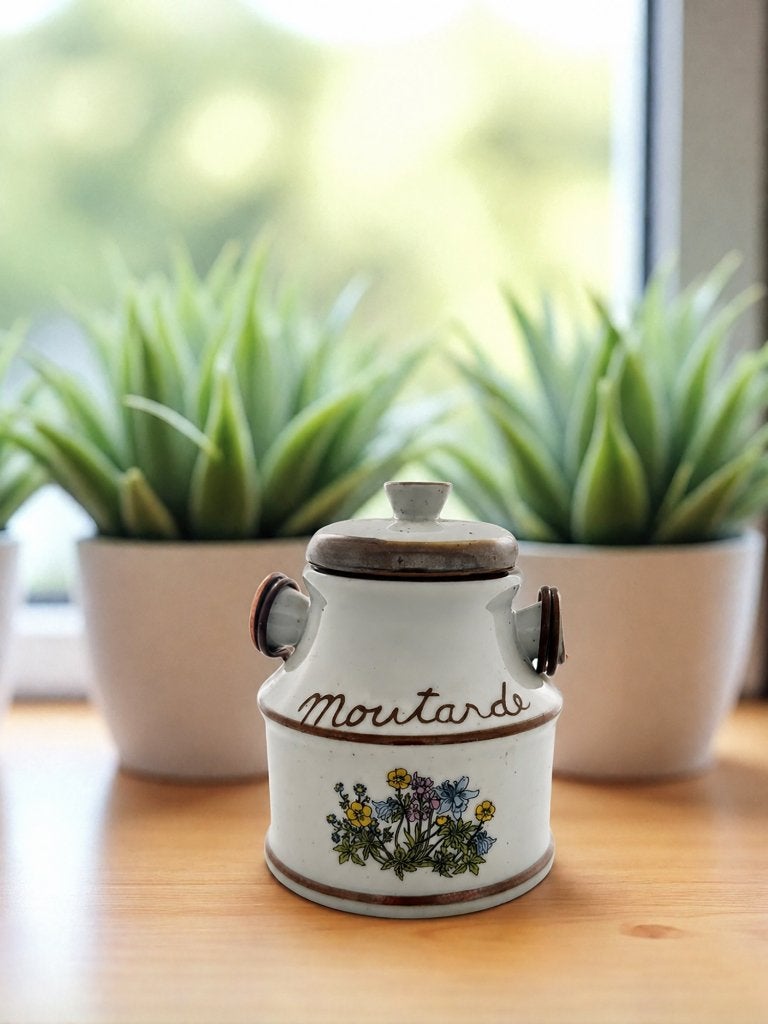 ️ Vintage pot à moutarde céramique – Décor Déposé, Antiquités & Art, Antiquités | Céramique & Poterie, Enlèvement ou Envoi