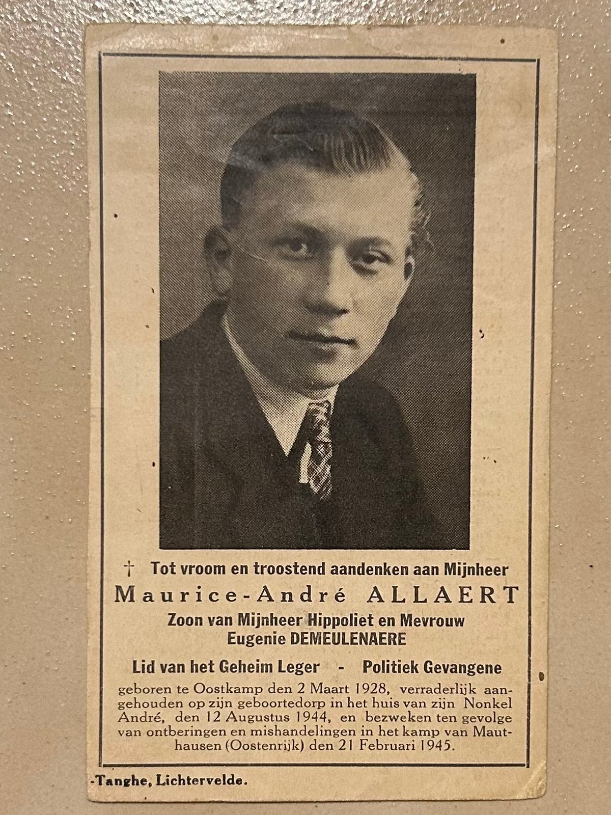 1944 : GEHEIM LEGER : + kamp te MAUTHAUSEN, Ophalen of Verzenden