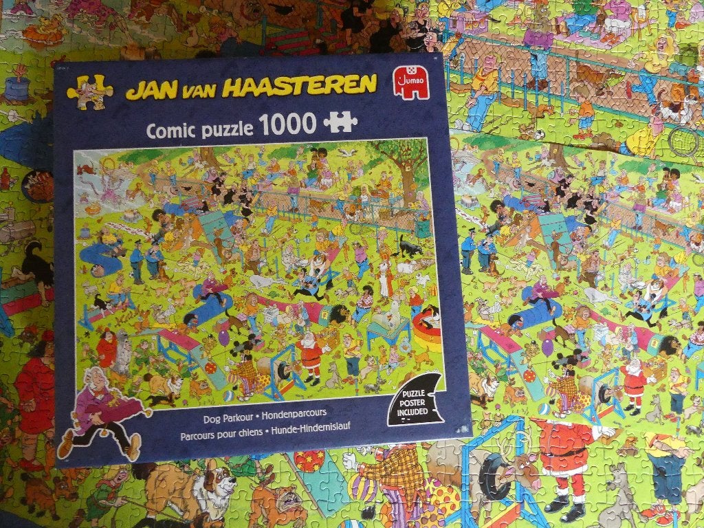 Puzzel VAN HAASTEREN : HONDENPARCOURS - 1000 stukjes, Ophalen of Verzenden, 500 t/m 1500 stukjes, Zo goed als nieuw, Legpuzzel