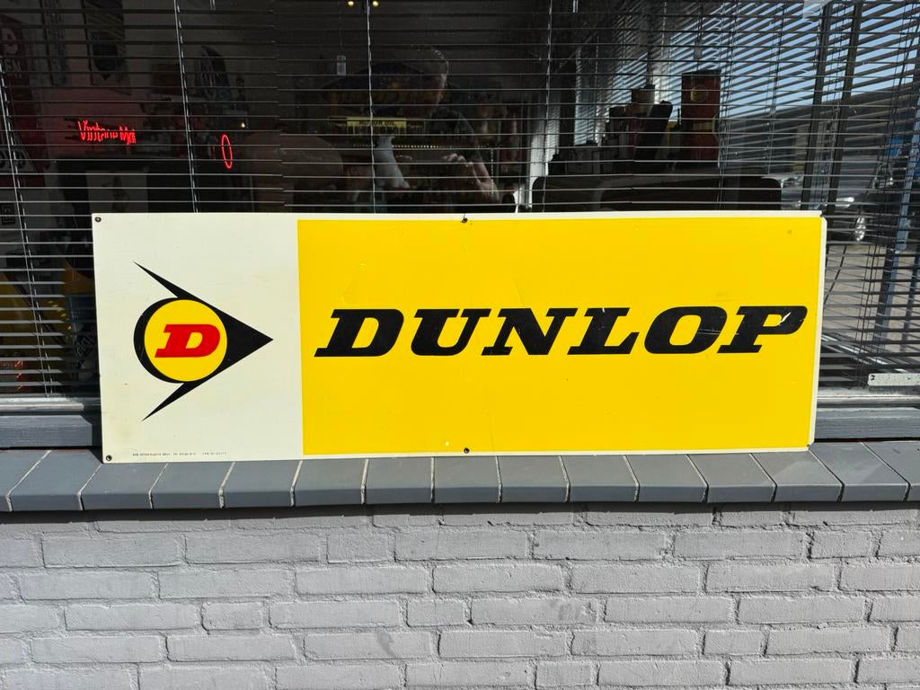 Oud DUNLOP banden reclamebord 1973, Ophalen, Gebruikt, Reclamebord