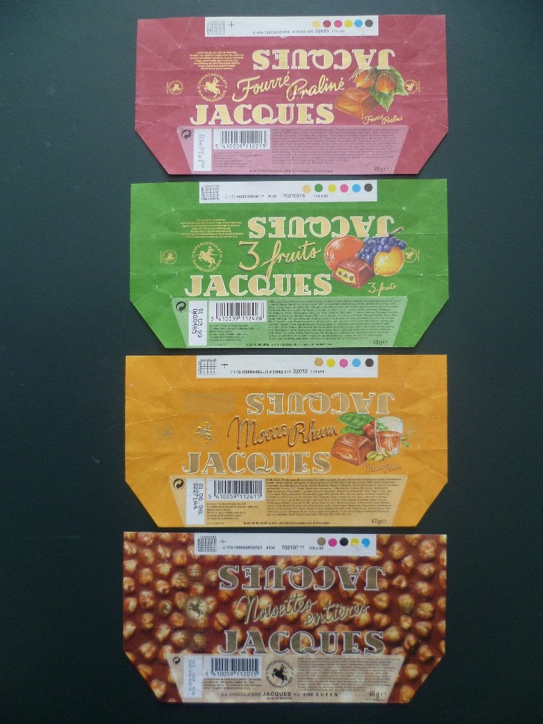 chocolade Jacques chocolat omslagen wikkels emballage 1999, Verzamelen, Ophalen of Verzenden, Gebruikt, Verpakking