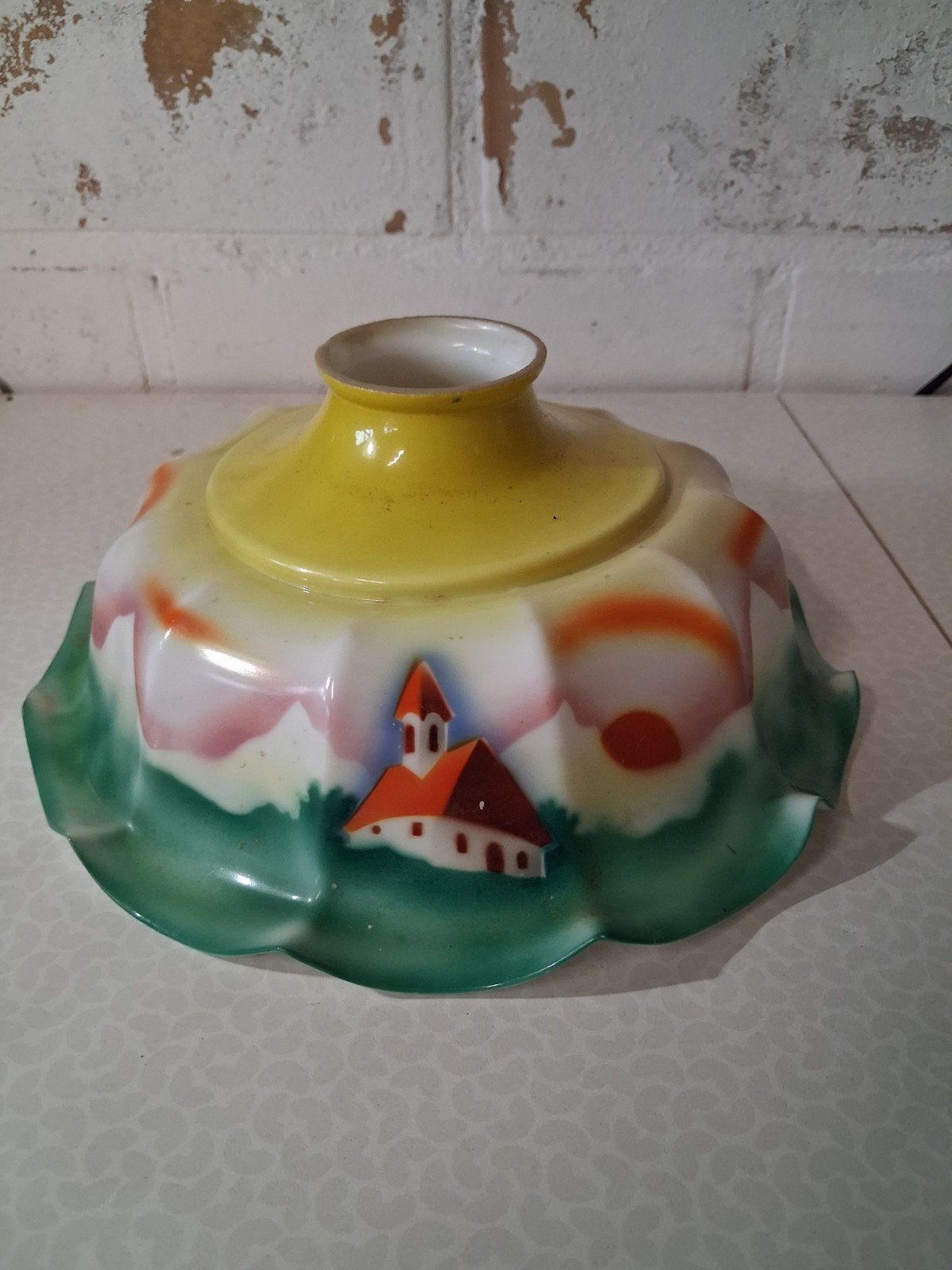 art deco opaline glazen keuken lampkap, Ophalen of Verzenden