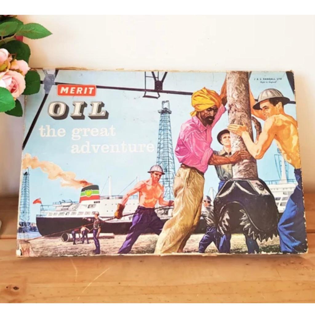 Oil The Great Adventure Bordspel - vintage 1960 by Merit, Vijf spelers of meer, Ophalen of Verzenden, Zo goed als nieuw