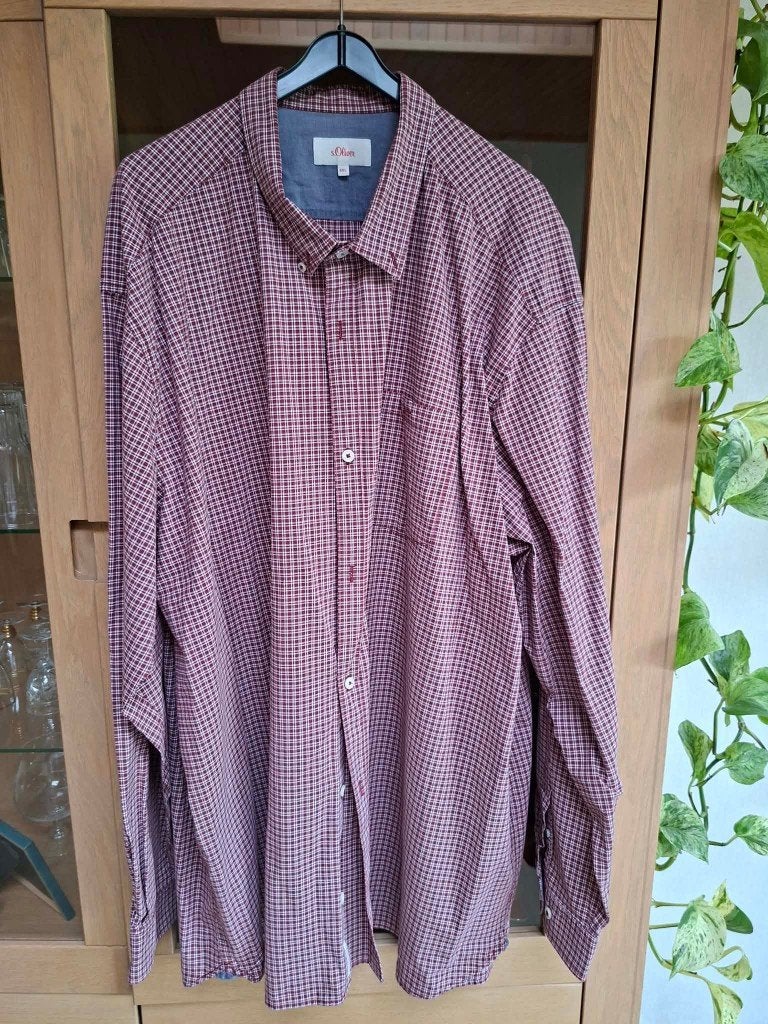 S. Oliver : Chemise à carreaux bordeaux pour hommes (4 XL), Enlèvement ou Envoi, S. Oliver, Porté, Rouge