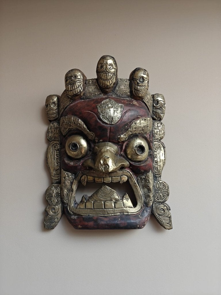Handgemaakt houten ritueel masker – Tibetaanse stijl, Antiek en Kunst, Masker, Handgemaakt, Tibet, Ophalen