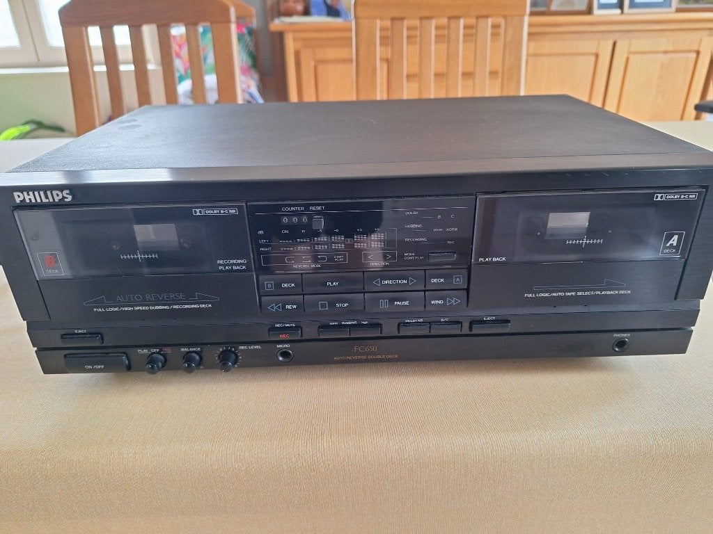 Dubbele cassettedeck Philips FC 650, TV, Hi-fi & Vidéo, Decks cassettes, Enlèvement, Double, Philips
