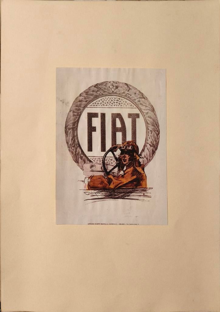 Mini-reclameposter voor FIAT-auto's uit de jaren 30, Antiek en Kunst, Verzenden