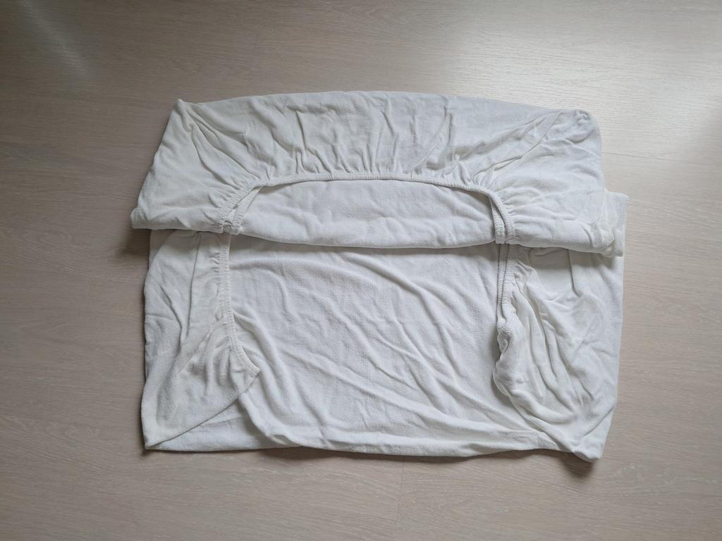 2 sponzen hoeslakens voor 1 persoonsbed, Huis en Inrichting, Slaapkamer | Beddengoed, Ophalen, Wit
