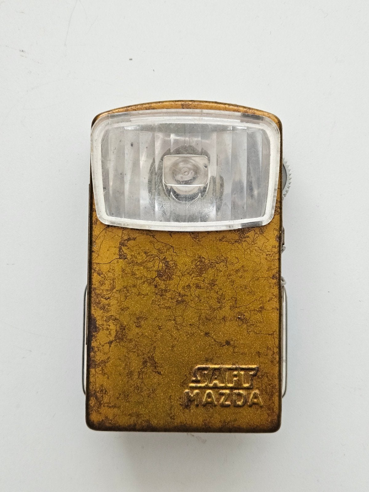 Vintage Saft Mazda zaklamp, Caravans en Kamperen, Zaklampen, Ophalen, Batterij