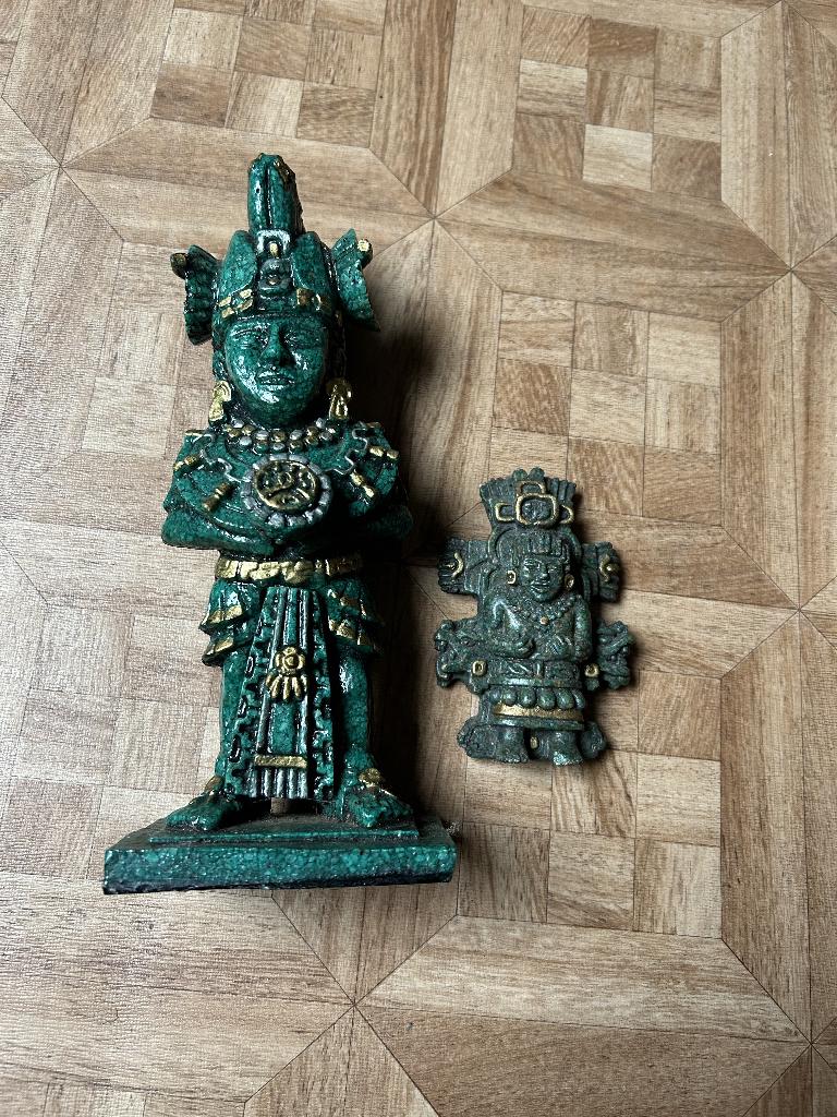Statuettes aztèques résine verte Maya, Enlèvement ou Envoi, Comme neuf, Religion