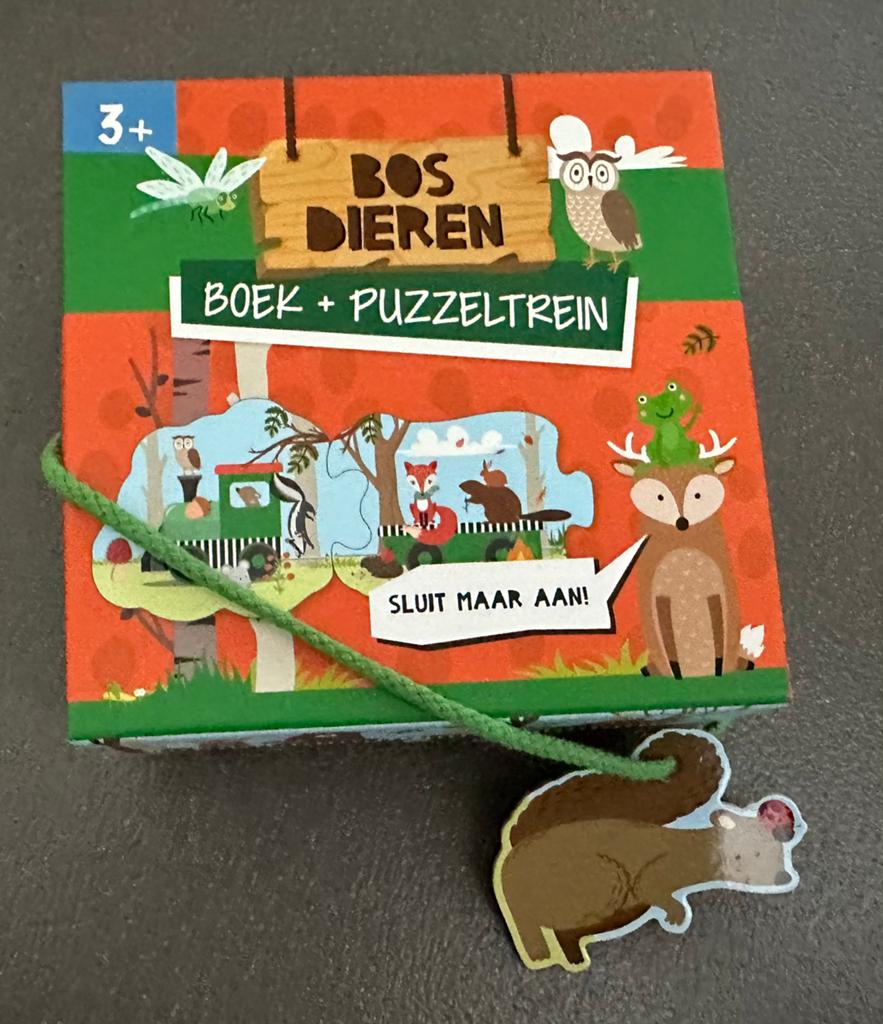 Boek + puzzeltrein (bosdieren), Ophalen, Zo goed als nieuw