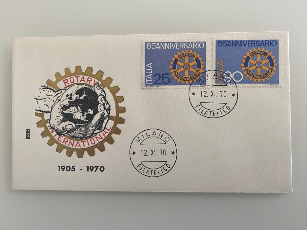 Timbre Enveloppe Premier Jour Italie Rotary 1970, Enlèvement ou Envoi, Affranchi